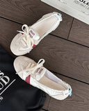 ADVBRIDGE  -  Women's 2025 Summer New Casual Ballet Single Shoes White Shoes Small Fragrance Style Trainer Shoes Fashionable and Versatile Low