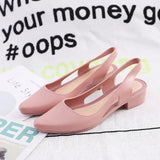 Advbridge Jelly Elegant Sandals Women Pointed Toe Chunky Med High Heels Flip Flops Slingback Casual Candy Skidproof Beach Shoes Female New