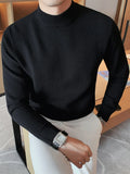 Advbridge Spring Autumn Solid Half Collar Knitted Tops Luxury Formal Long Sleeve Texture New Pullovers Men Clothing Slim Male Jumper