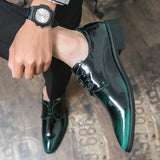 Advbridge Luxury Mirror Oxfords Shoes For Men Green Moccasins Designer Formal Dress Shoes Men Loafers Pointed Patent Leather Shoes Men