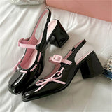 ADVBRIDGE  -  Spring Fashion Round Toe Buckle Strap Women Pumps Sandals Square Heels Banquet Dress Ladies Shoes Zapatos De Mujer