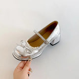 ADVBRIDGE  -  Designer Spring Autumn Thick Heel Women Mary Jane Shoes Concise Butterfly-knot Single Shoes Ladies Elegant Dress Leather Pumps