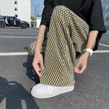 ADVBRIDGE  -  Summer Pleated Pants Men Fashion Casual Plaid Pants Men Streetwear Korean Loose Straight Ice Silk Pants Mens Plus Size Trousers