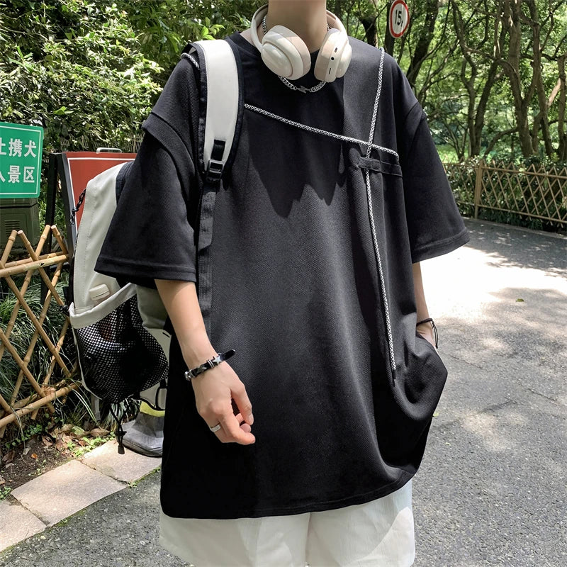 ADVBRIDGE  -  American Style Solid T-Shirts Man Casual Cotton T-Shirt Summer Breathable Tee Clothing Casual Loose Male T-Shirts 2025 Q76