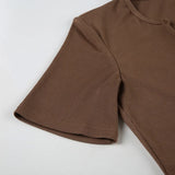 ADVBRIDGE  -  Summer Women Short Sleeve Dresses Ladies Solid Color V-Neck Bodycon Stretch Slim Mini Dress Vestidos Streetwear Beach Dress