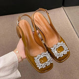 Advbridge Closed Toe Sandals Female Shoe All-Match 2024 Women's Med Clear Heels Girls Bow New Medium Comfort Beige Block Square Summer Ret