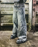 Advbridge New Fashion Y2k Washed Hip Hop Oversized Jeans Men's Casual Punk Rock Loose Straight Distressed Wide Leg Pants Street Wear