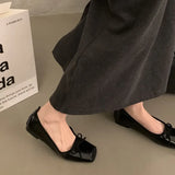 Advbridge 2024Women Spring Shoes Square Toe Boat  Bow Ballet Flats Velvet Slip on Flat  for Female