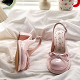 ADVBRIDGE  -   Lolita Shoes for Women Summer Patent Leather Sandals Outdoor Soft Beach Shoes Women Thick Heels Platform Shoes Women Bow Sandals