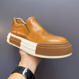 Advbridge Genuine Leather Man Loafers Thick Soled Men Slip-on Retro Casual Shoe