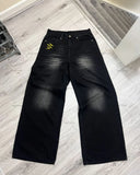 Advbridge American Style Baggy Oversized Jeans Y2K Harajuku Retro Hip-hop Streetwear Gothic Bat Pattern Casual Straight Wide-leg Pants Men