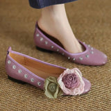 ADVBRIDGE  -  Rivet Brand Mary Jane Shoes Women Shallow Comfort Casual Elegant Flats Dress Shoes Flower Fashion Brand Designer Shoes Women