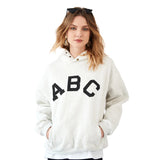 Advbridge Oversized Fleece Hoodies Women Winter Streetwear Vintage Hooded Sweatshirts Long Sleeve Warm Cotton ABC Graphic Hoodie For Women