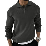 Advbridge New Men's Sweater Knitted Lapel Slim Fitting Solid Color Knitted Pullover Social Streetwear Casual Business Men