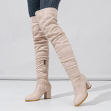 Advbridge Autumn Winter Black Brown Over The Knee Boots Women Sexy Pointed Toe Zip Thigh High Shoes Square Heels Booties Femme