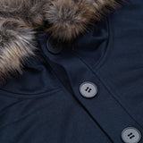 ADVBRIDGE  -  Casual Fur Trim Sweatshirt Basic Solid Button Long Sleeve Hoodies Women 2025 Autumn Winter Fashion Streetwear Ladies