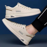ADVBRIDGE  -  Leather Casual Shoes for Men Breathable White Sneakers Fashion Driving Walking Tennis Shoes for Male Italian Office Flats Shoes