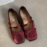ADVBRIDGE  -  Ballet Red Footwear Mary Janes Silk Women Flats With Shoes Female Soft Fashion Buckle Shallow Ladies Lolita Dance Shoes