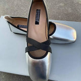 Advbridge  New Trend Mix Color Mary Jane Flats Shoes Women Fashion Square Toe Shallow Slip On Ballerinas Ladies Dress Flats Heel Shoes