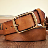 Advbridge 3.8CM Real Genuine Thick Leather Belt Cowhide Copper Pin Buckle Casual Jeans Belt Men High Quality Retro Cowboy Belt Male Strap