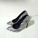 Advbridge Black White Zebra Horsehair Blade Heels Pumps Woman 12cm Metal Stiletto High Heels Purple Silk Shallow Cut Slip On Party Shoes