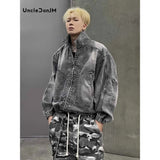 Advbridge Silhouette Three-dimensional Back Armor Splicing Short Denim Jacket Men