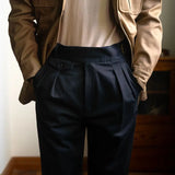 ADVBRIDGE Men Spring Summer Fashion Solid Color Cotton Trousers Men's Retro Loose Straight Pants Male Business Casual Pants V83