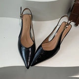ADVBRIDGE  -  Black Summer New Women Sandal Fashion Pointed Toe Shallow Slip On Ladies Elegant Slingback Shoes Thin Med Heel Dress Mules