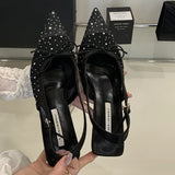 ADVBRIDGE  -  Luxury Rhinestone Mesh Sandals Women Breathable Summer New Pointed Toe Pumps Elegant Party Dress Shoes Ladies Wedding High Heels