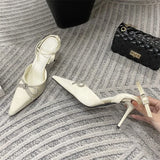 ADVBRIDGE  -  New Design Crystal Butterfly-knot Thin High Heels Women Pumps Elegant Buckle Strap Pointed Toe Wedding Party Shoes