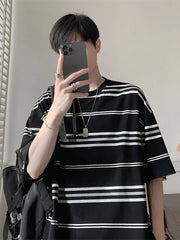 ADVBRIDGE  -  Round Neck T-Shirt Striped Ultra-Light Men's Quick Drying Breathable Sweat-Absorbent T Shirt Suitable for Fitness Clothing Q260
