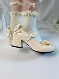 ADVBRIDGE  -  Bow Uniform Lolita Style Single Shoes Lady New Elegant French Round Head Shoes Female Vintage Mary Jane Leather Heel Women