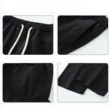ADVBRIDGE  -  Men's Clothing Elastic Cargo Straight Trousers Solid Color High Waist Pockets Spring Autumn Drawstring Casual Loose Pants