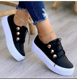 ADVBRIDGE  -  White Shoes Women 2025 Fashion Round Toe Platform Shoes Size 43 Casual Shoes Women Lace Up Flats Women Loafers Zapatos Mujer