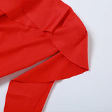 ADVBRIDGE  -  Personalized Women's Clothing Red Strapless Ruffles Tassel Pleated Sleeveless Backless High Split Stretchy Dresses Clubwear
