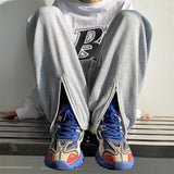Advbridge Sweatpants Men Straight Harem Pants Zipper Decor Male Korean Loose Casual Pants Spring Streetwear Long Trousers Four Seasons
