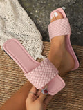 ADVBRIDGE  -  Women's Slippers Summer Selling Sexy Braided Red Square Toe Flat Flip-Flops Fashion Beach Mules Casual Indoor Home Slippers