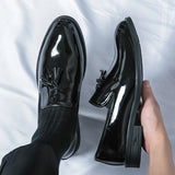 Advbridge Fashion Tassel Patent Loafers Men's Luxury Pea Shoes Night Club Shiny Leather Shoes Black Shoes Slip-on Flats Moccasins Shoes
