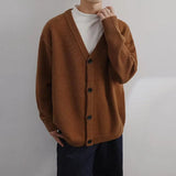 Advbridge Men's Korean Review Clothes Luxury Retro Knit V Neck Cardigan Long Sleeve Streetwear Stylish Sweater Leisure Fashion Knitwear