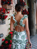 Advbridge Vintage Flower Embroidery Summer Maxi Dress Women Bakless Tie Up Ruffles Long Beach Vestidos Sexy Tank Party Dresses Sundress