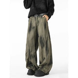 Advbridge Men's Distressed Tie-dye Denim Pants Male Casual Fashion Straight Loose Wide Leg Trousers Jeans Vintage Hip Hop Mopping Pants