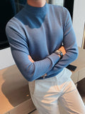 Advbridge Spring Autumn Solid Half Collar Knitted Tops Luxury Formal Long Sleeve Texture New Pullovers Men Clothing Slim Male Jumper