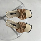 Advbridge Closed Toe Sandals Female Shoe All-Match 2024 Women's Med Clear Heels Girls Bow New Medium Comfort Beige Block Square Summer Ret
