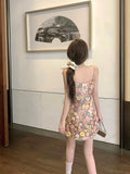 Advbridge Summer New Collection Sleeveless Sequins Floral Bandage Shoulder Strap Short Mini Dress Women