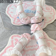 Advbridge Luo Shoes Cute Sweet Tower Sweetheart Girl Lolita Princess Leather Shoes Kawaii High Heels Single Shoes Tea Party