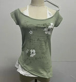 Advbridge Summer Fake Two Pieces Halter Bandage Vintage T-shirts Y2k Aesthetic Slim Crop Tops Women Grunge Print Harajuku Casual Sexy Tee