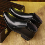ADVBRIDGE  -  Retro Cowboy Boots Leather Men Shoes Chelsea Boots Pointed Toe Men Boots Zipper Male Ankle Boot for Men Dress Shoes Man