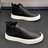Advbridge High Top Sneaker Men Designer Ankle Boots Fashion Casual Microfiber Leather Upper Height Increased Flat Platform Board Shoes