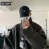 Advbridge  Men's Wide Edition Woolen Coat Casual Loose Long Thick Windbreaker Single Breasted Niche Design Jacket