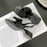 Advbridge Closed Toe Sandals Female Shoe All-Match 2024 Women's Med Clear Heels Girls Bow New Medium Comfort Beige Block Square Summer Ret